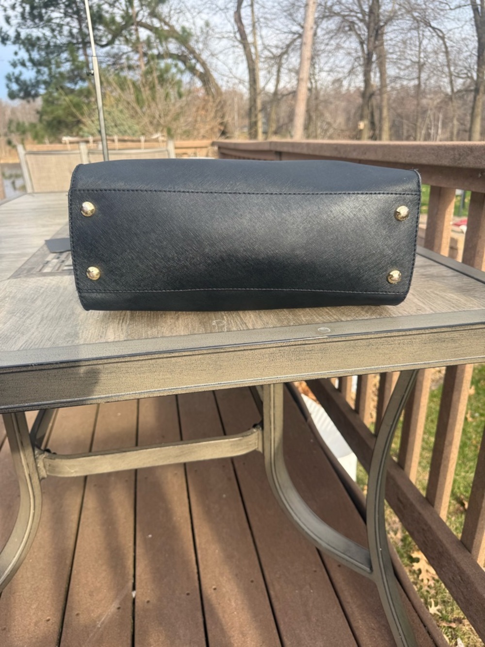 Michael Kors Hamilton Saffiano Leather Black Tote with Gold Hardware - Picture 6 of 11